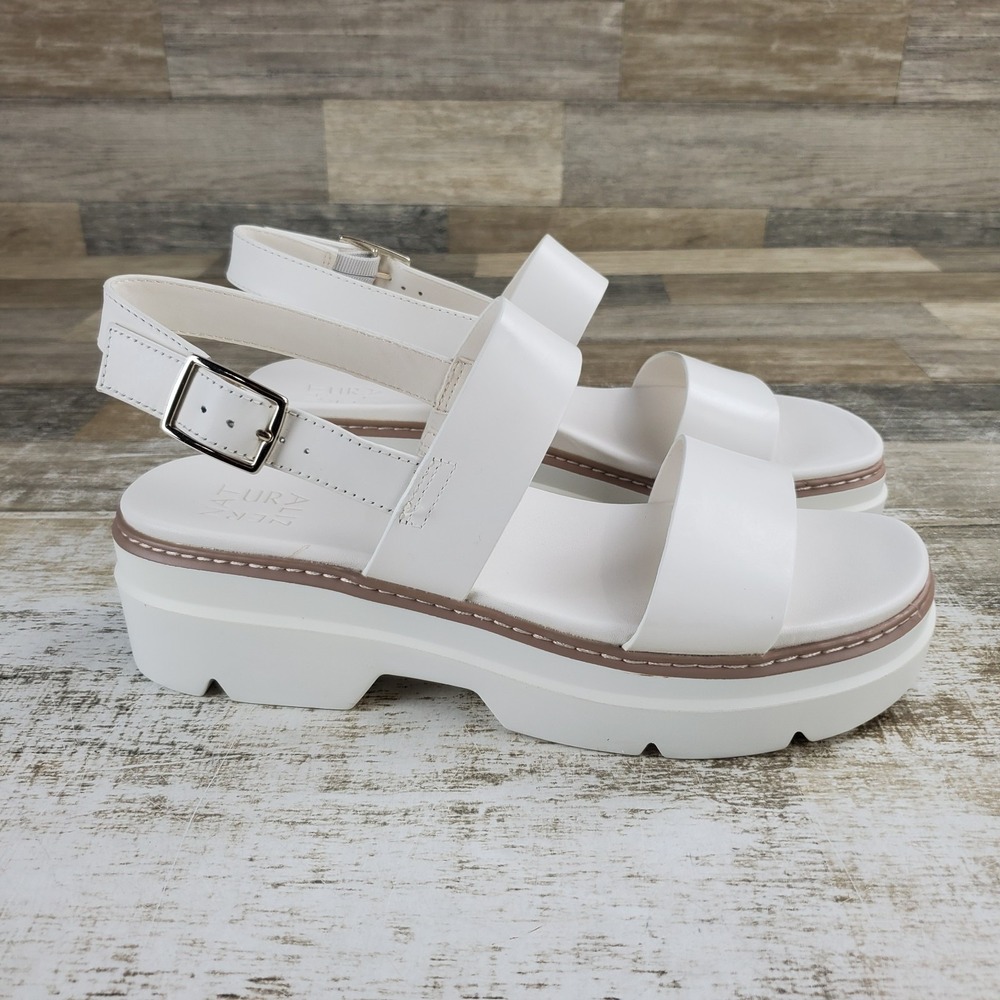Naturalizer Darry Sling Womens Platform Sandals Sz 10 M White Leather Slingback